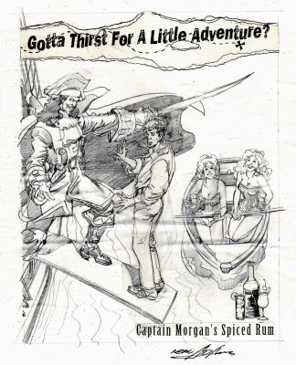 Neal Adams | Captain Morgan Rum Ad Art (Older Art with Coa Signed By Neal Adams Also) | Romitaman