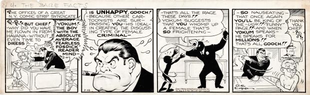Al Capp | Capp, Al - Lil’ Abner Daily 3/28 1946, Fearless Fosdick Poster & Gooch Ordered To Create Disgusting Female Criminal - Lena Hyena Starts | Cool Lines Art