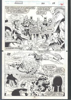 Tod Smith Ian Akin | Great Tod Smith Darkhawk Art - Half Splash with 9 Superhero Characters Issue Darkhawk # 50 Page 28 | Koch Comic Art