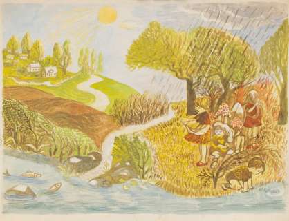 Mieczysław Piotrowski (1910 - 1977) | Mieczysław Piotrowski | Nad rzeczką, ilustracja | Desa Unicum