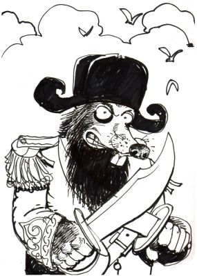 Simon Bisley – Salty Dogs Card art – Ink – Ratbeard | Berserker Art