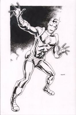 Mike McKone | Iron Man Full Figure B&W Commission - Signed | Anthony’s Comic Book Art