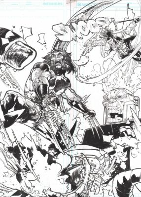 Andrei Bressan – The Uncanny X-Men double page illustration – Wolverine – Gambit – Rogue | Berserker Art
