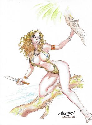 Justin (Moritat) Norman | Sheena the She-Devil Painted Illustration Page Painted Illustration | Splash Page