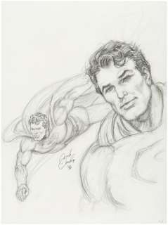 SUPERMAN ORIGINAL ART SKETCH PAIR BY NICK CARDY. | Hake’s