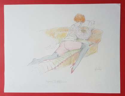 Leone Frollo - illustr.origin. "Mona Street reading" - Page volante - EO | Catawiki