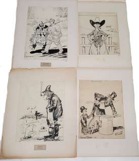 4 Original Pen Ink Drawing Edmund Duffy Grover Page Harry L Westerman Political Newspaper Illustrati | Hess Fine Auctions