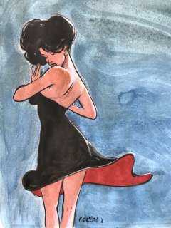 L’assassin qu’elle mérite - Mathilde et la robe - Aquarelle | Catawiki