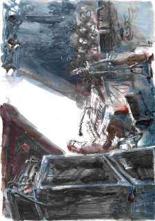 Vincent Gravé | Loin Du Mythe, Illustration 74 Texte Charlélie Couture Éditions Carabas, 2007 Aquarelle 42 x 29,7 cm, signé | JML Arts