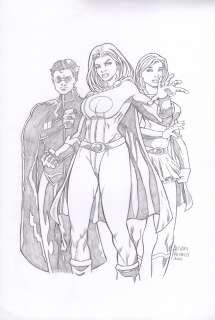 Alcides Pacheco | Robin, Power Girl & Supergirl Pinup | Abel Original Art