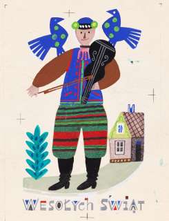 Zbigniew Rychlicki (1922 - 1989) | Zbigniew Rychlicki | Projekt kartki Wielkanocnej ze skrzypkiem | Desa Unicum