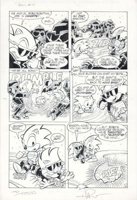 Dave Manak, Art Mawhinney, Ken Penders | Fs: Sonic the Hedgehog #19 P.16 - Scourge W/ the Infinity Gauntlet Vs. Dc Versions of Sonic! | ComicArtFans Classifieds