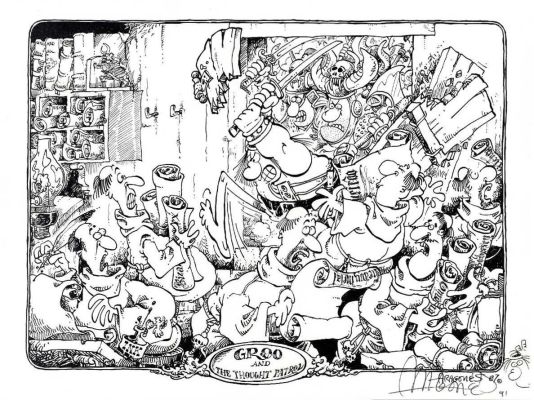 Sergio Aragones | Groo the Wanderer 1980’S Sergio Aragones Signed Print with Original Art Head Sketch Remark Drawing | ComicArtFans Classifieds