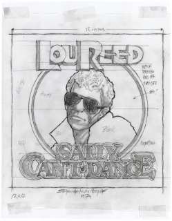 DAVID BYRD ORIGINAL ART PRELIMINARY SKETCHES FOR LOU REED SALLY CAN’T DANCE ALBUM FRONT & BACK COVER | Hake’s