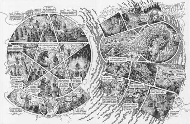 -- Exposition : Benoit Dahan jette l‘encre dans le loch - Pages 44 et 45 – T.3 Dans la tête de Sherlock Holmes