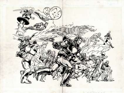 Joe Rubinstein, John  Byrne - The official handbook of the marvel universe #6 wraparound double cover (1986)