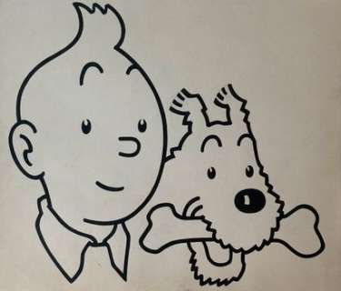 Studios Hergé | STUDIOS HERGÉ Portrait de Tintin et Milou Encre de... | Art Research Paris
