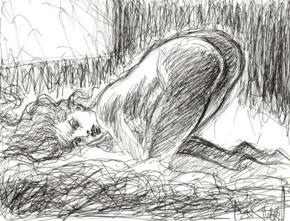 Fuster, Miquel - Original drawing - Waiting On Her Knees | Catawiki