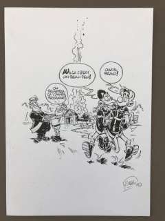 Stédo - Dessin original - Les pompiers - Le bétisier des véritables interventions - Page volante - (2012) | Catawiki