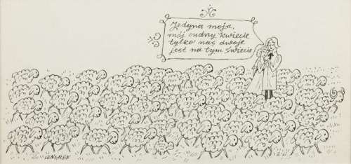 Zbigniew Lengren (1919 - 2003) | Zbigniew Lengren | "Jedyna moja, mój cudny kwiecie tylko nas dwoje jest na tym świecie", ilustracja satyryczna | Desa Unicum