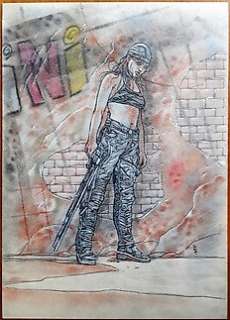  - Marco Turini - Illustraz. originale Pin-up fantascienza - Page volante 