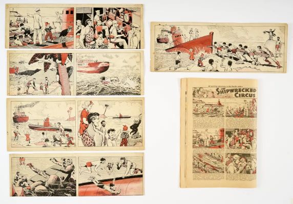 Lot 28 - Shipwrecked Circus: Five original artworks (1957) by Paddy Brennan for The Beano No 763 (included) | Comic Book Auctions ltd