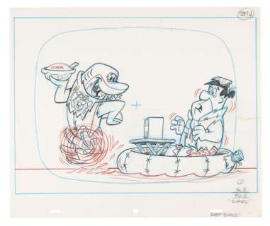 A Fred and Barney “Fruity Pebbles” Storyboard Drawing. | Van Eaton Galleries