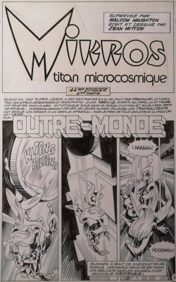 Jean-Yves Mitton | Tryptique Mikros Titan microscopique avec page titre Outre-Monde | 2DGalleries