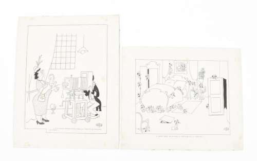 [ORIGINAL CARTOONS/BOOK ILLUSTRATIONS] ALBERT DUBOUT (1905-1976). TWO ORIGINAL CARICATURES | Zwiggelaar Auctions