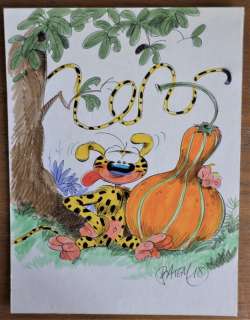 Batem (Collin, Luc) - Dessin original en couleur - Marsupilami (2018) | Catawiki