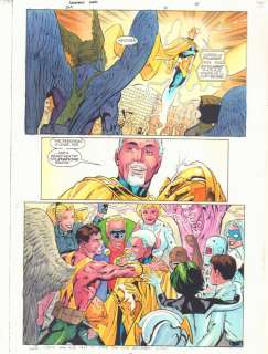 John Kalisz, Keith Champagne, Leonard Kirk | Jsa #51 P.15 Color Guide Art - Doctor Fate, Hawkman, Jade, Dove, Black Canary, Sentinel, Power Girl, & Thunderbolt - 2003 | Anthony’s Comic Book Art