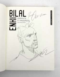 Bilal Enki Dédicace... | BILAL Enki Dédicace représentant un homme sur le artbook... | Vermot et Associés