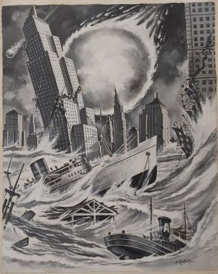 Nevio Zeccara, Atelier Chott (Scénariste) | Zeccara Nevio ( Atelier Chott ) illustration Comete Catastrophe ... ,sublime Dessin planche originale gouache | 2DGalleries