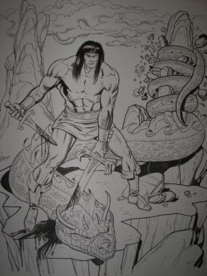 Angel Gabriele - Conan Vs. Giant Snake Commission - Signed