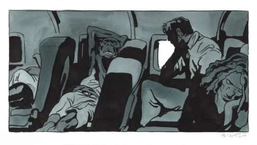 Bastien Vives | Corto Maltese - Dessin issu de l’album "Le jour d’avant" - 11 - H:21,5 x L:42 - Encre et aquarelle - 2025 - | Manjari & Partners