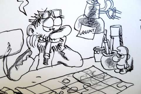 Cromheecke, Luc - 5 Originele tekeningen - L’ÃŽle Carrément Perdue - (2015) | Catawiki