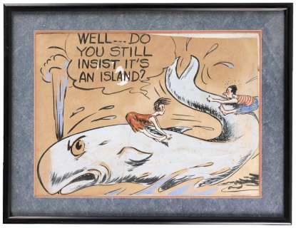 DR. SEUSS/THEODORE GEISEL LARGE 1940s CARTOON ILLUSTRATION ORIGINAL ART FRAMED DISPLAY. | Hake’s