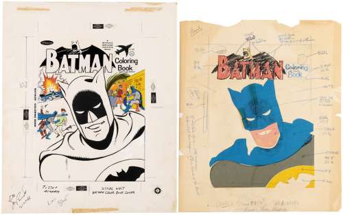 BATMAN (1966) FILE COPY COLORING BOOK PAIR & ORIGINAL PRODUCTION ART FOR COVER AND 79 PAGES. | Hake’s