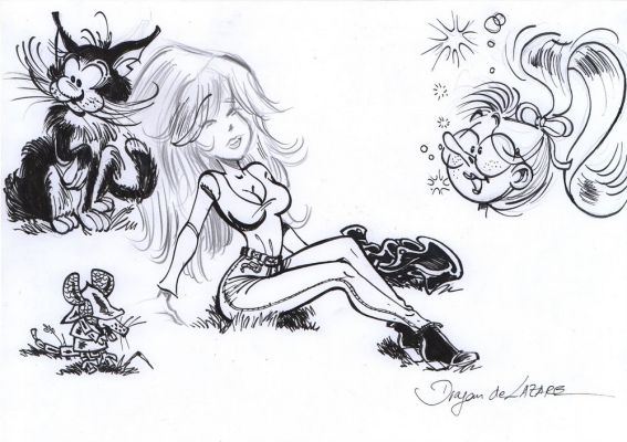 Dragan de Lazare - Illustration originale Rubine , hommage à Franquin | Galerie des bulles