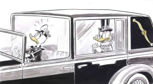 Driving Uncle $crooge - Large Painting - Tony Fernandez - Aquarelle Art | Catawiki