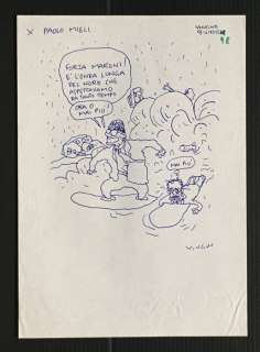 Vincino  - "L’onda lunga del nord" Vignetta Originale (Master Of Drawing) - Page volante | Catawiki