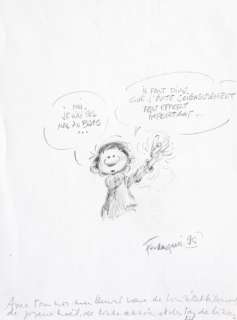 Franquin | Gaston, illustration Ã  la mine de plomb représen… | Banque Dessinée