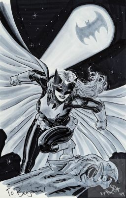 Scott/Batgirl. Dessin Original Réalisé Au Feutres de Couleurs, Signé Et Daté 2014. Tbe+. 28 X 43 Cm |  | Dagoty