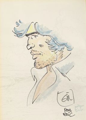 Jean Giraud (1938-2012) | Lot 136 : Portrait de Blueberry Feutre et aquarelle sur papier signé et… | Fauve Paris