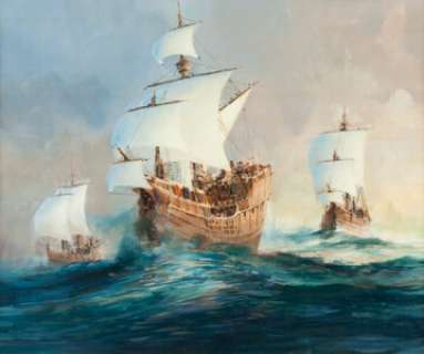 John Conrad Berkey - Columbus Ships Painting Original Art (undated).... | Heritage