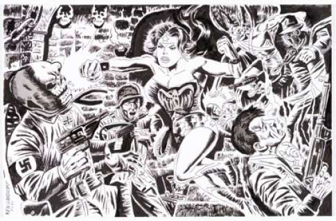 Ken Landgraf - Wonder Woman vs Red Skull Specialty Illustration Original Art (2021). ...