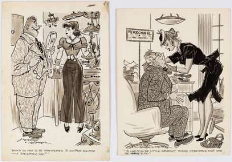 Jefferson Machamer - Humorama Adult Single Panel Gag Cartoon Illustrations Original Art Group of 2 (Humorama, 1957-70).... (Total: 2 Original Art)