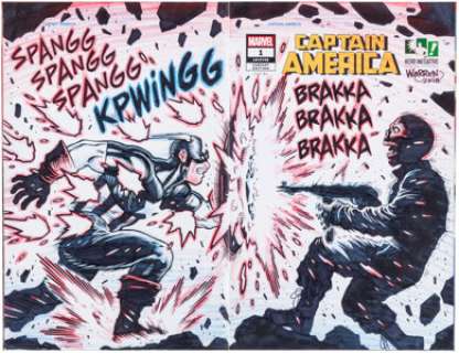 Warren, Adam - Adam Warren Captain America #1 Hero Initiative Edition Sketch Cover Original Art Signature Series (Marvel, 2018) C...
