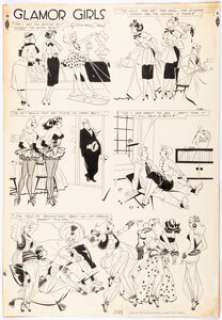 Flowers, Don - Don Flowers Glamor Girls Sunday Comic Strip Original Art dated 4-10-1955 (King Features Syndicate, 1955)....