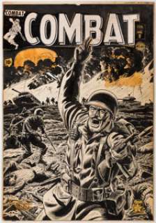 Heath, Russ - Russ Heath Combat #9 Cover Original Art and Stat Fragments Group of 5 (Marvel, 1953)....